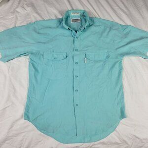 Levis Silver Label Mens Large Short Sleeve Button Down Shirt Turquoise